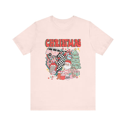 Checkered Retro Christmas Short Sleeve Tee