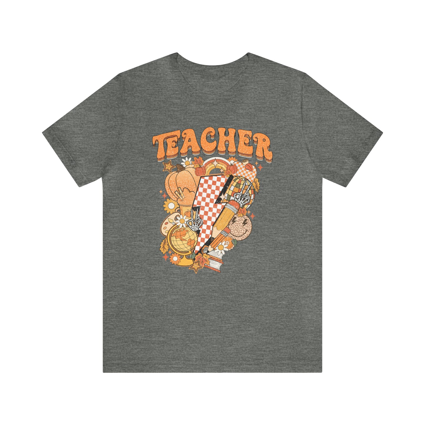 Fall Retro Teacher Short Sleeve Tee