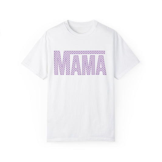 Purple Checkered Mama Comfort Colors Short Sleeve Tee