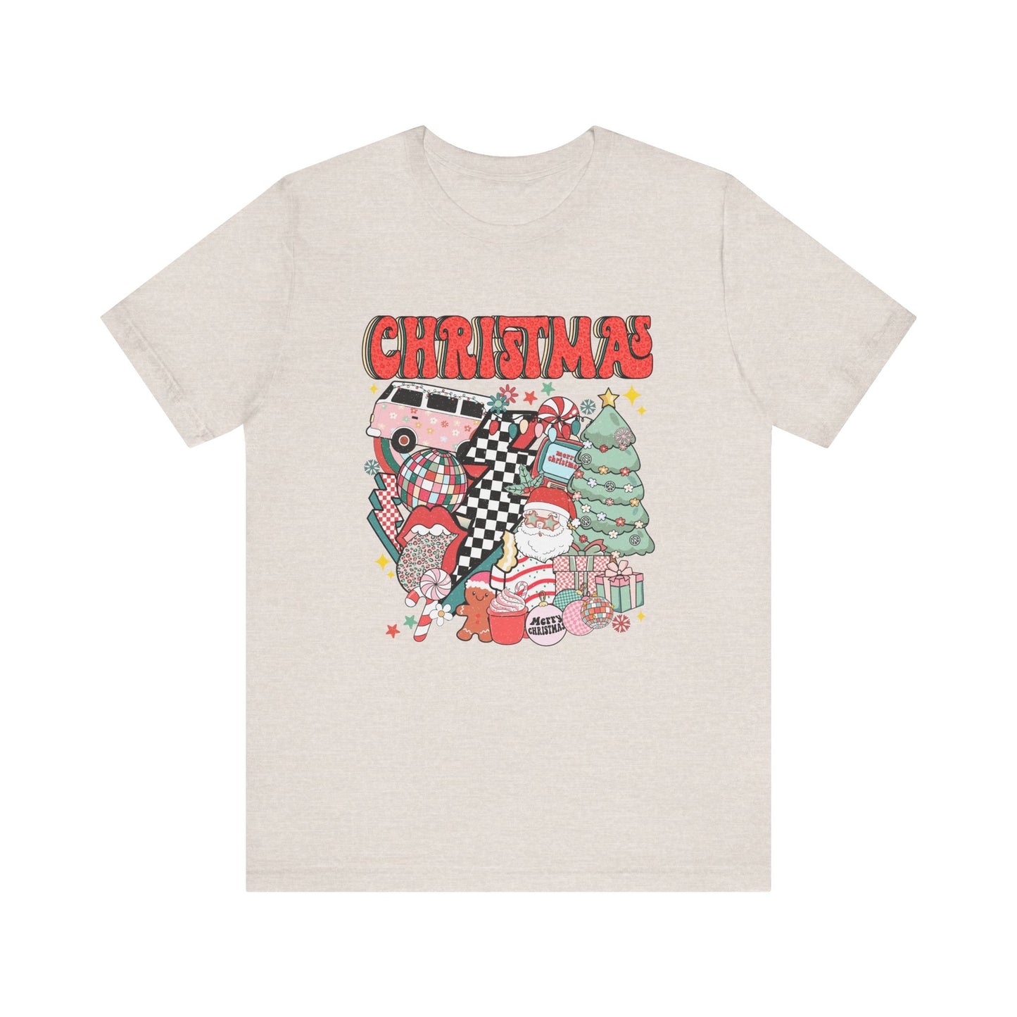 Checkered Retro Christmas Short Sleeve Tee