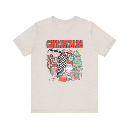 Checkered Retro Christmas Short Sleeve Tee