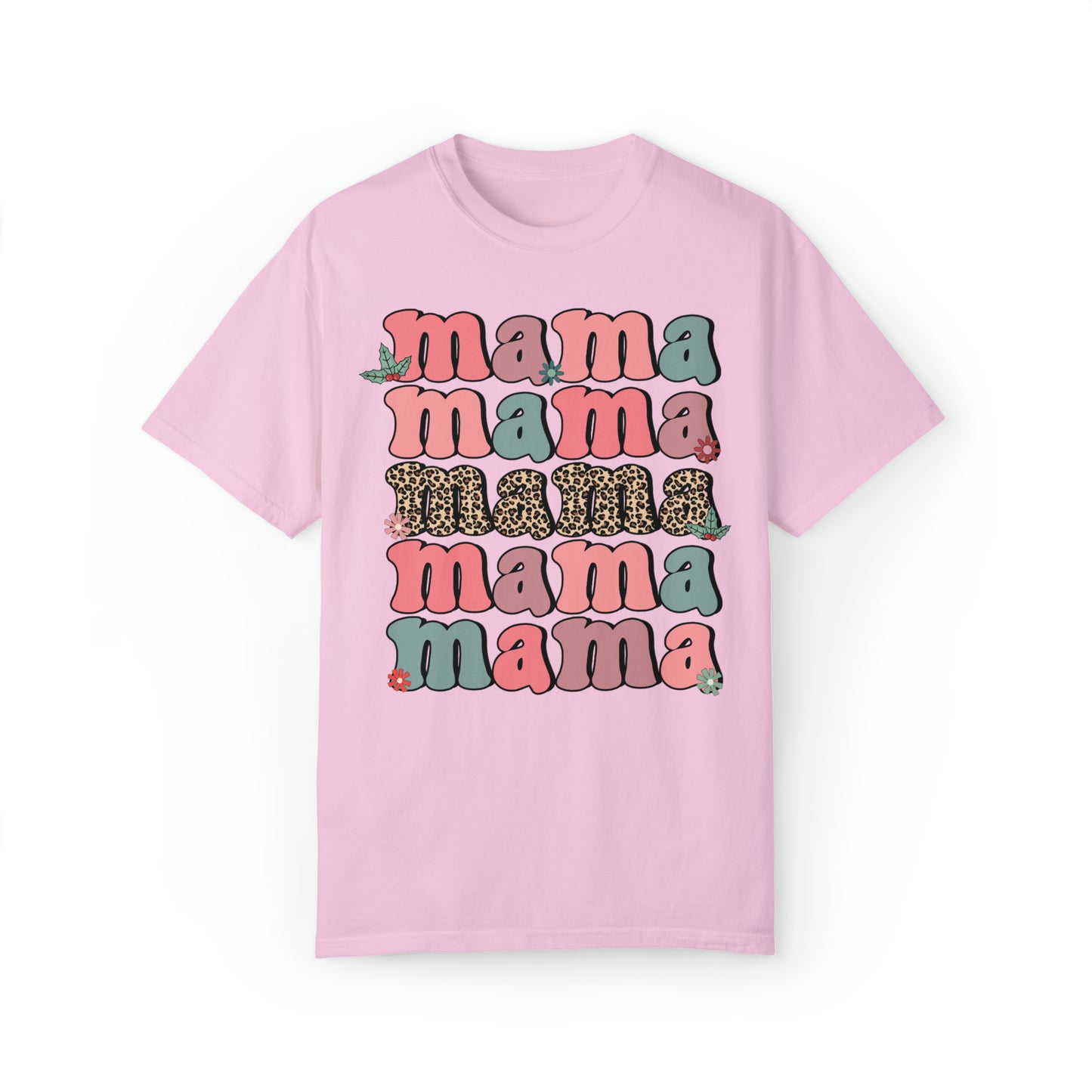 Mama Retro Christmas Comfort Colors Short Sleeve Tee