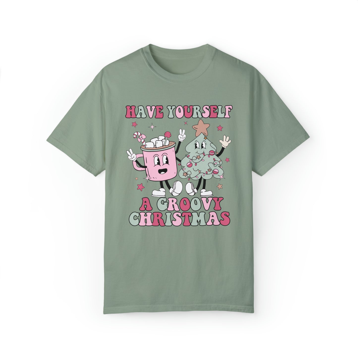 Have Yourself a Groovy Christmas Comfort Colors Short Sleeve Tee