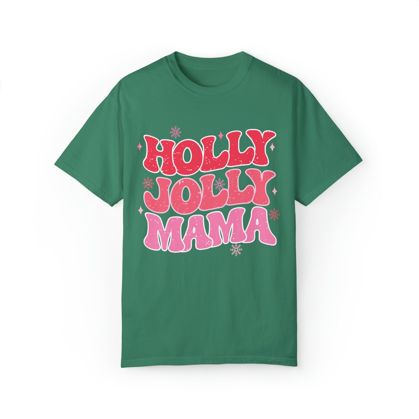 Holly Jolly Mama Christmas Comfort Colors Short Sleeve Tee