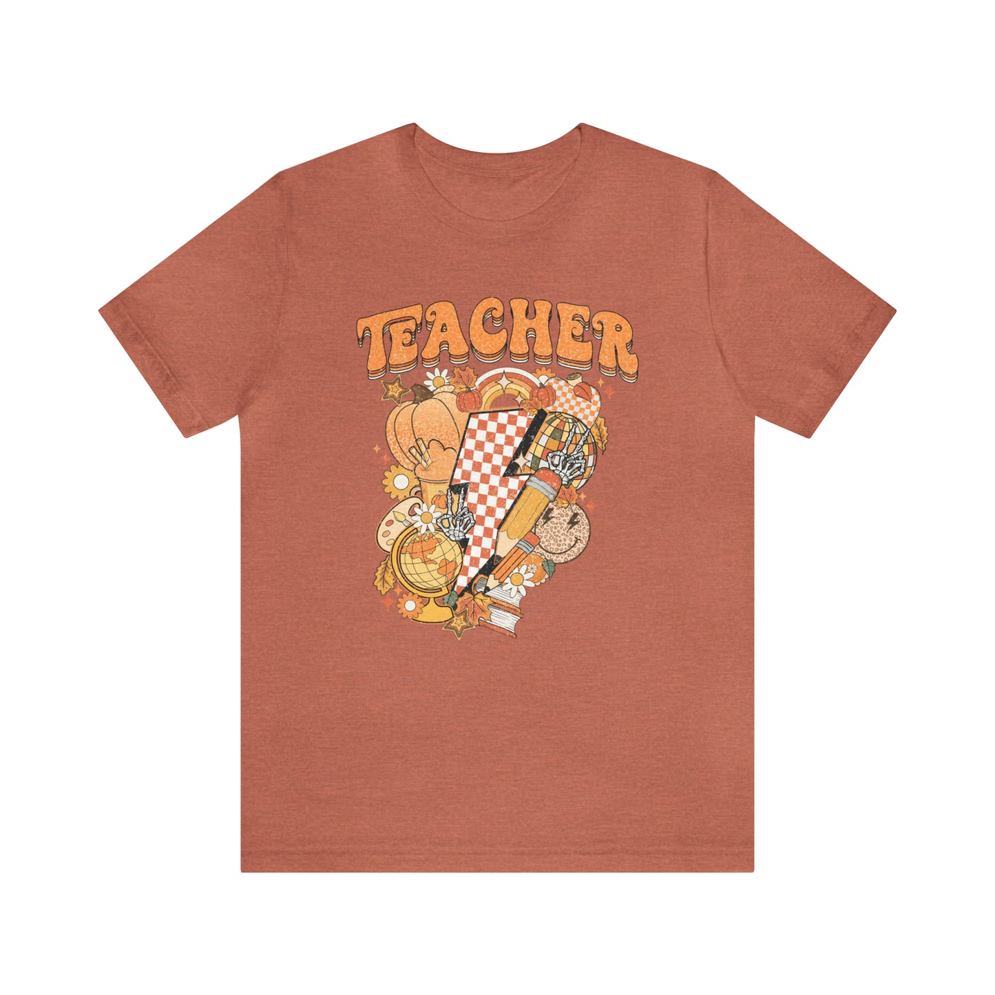 Fall Retro Teacher Short Sleeve Tee