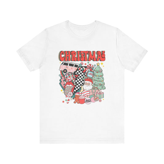 Checkered Retro Christmas Short Sleeve Tee