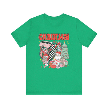 Checkered Retro Christmas Short Sleeve Tee