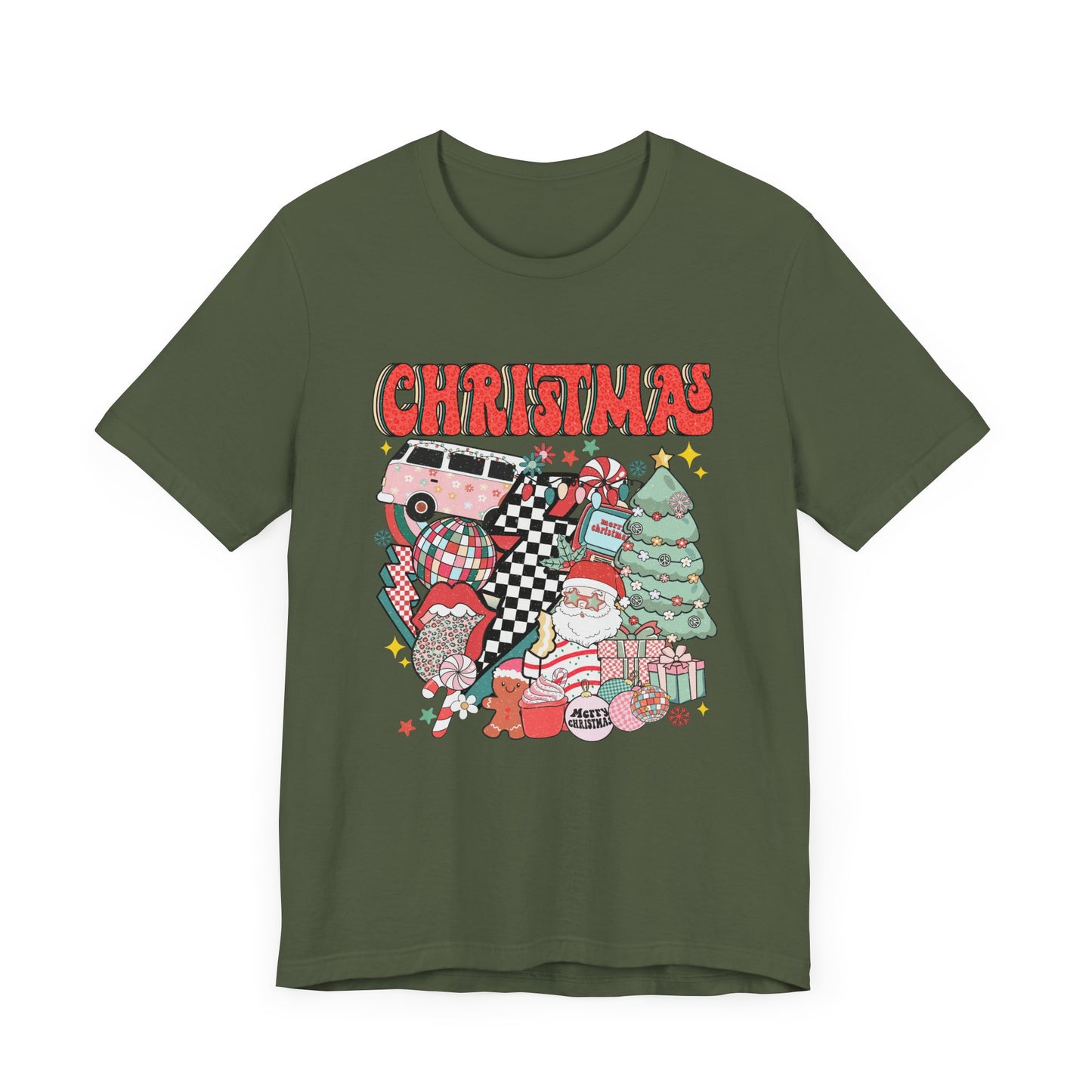 Checkered Retro Christmas Short Sleeve Tee