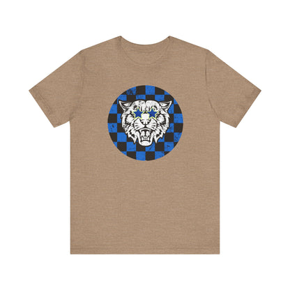 Cute Vintage Checkered Bobcat Shirt Unisex Jersey Short Sleeve Tee