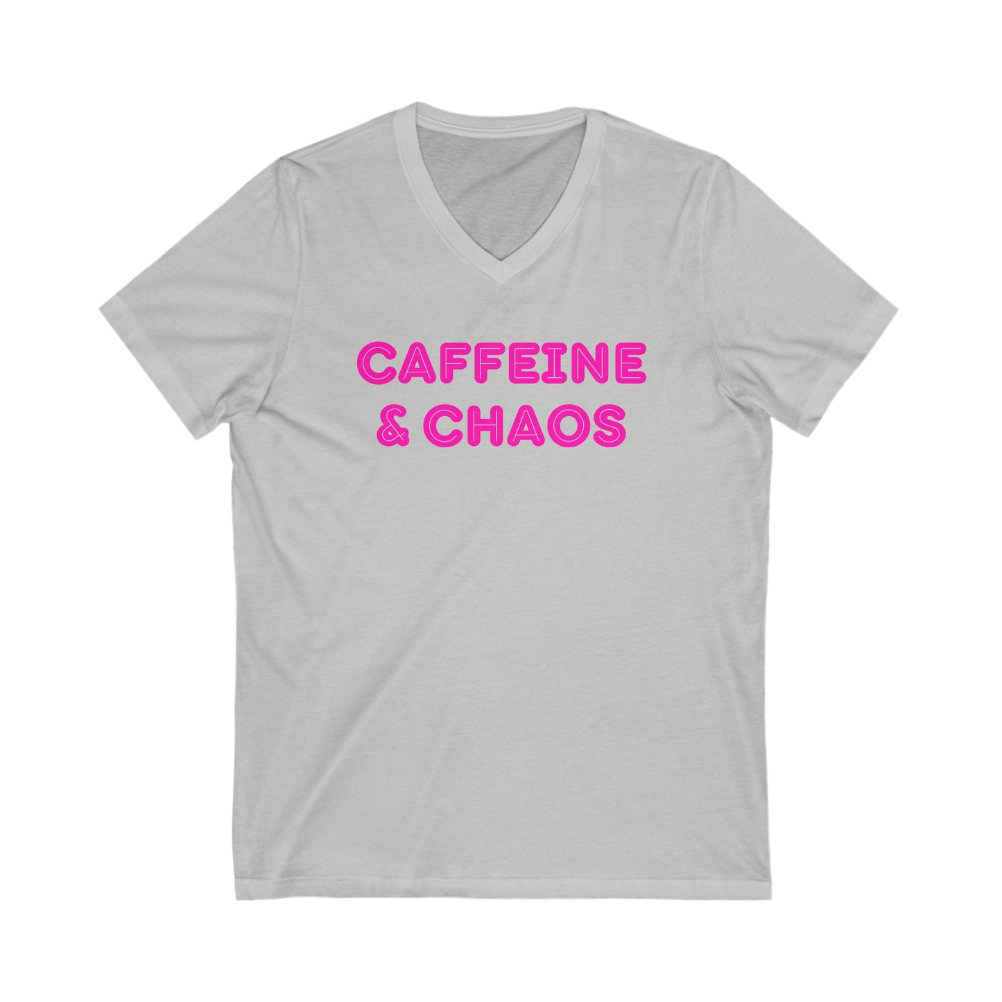 Caffeine & Chaos Unisex Jersey Short Sleeve V-Neck Tee