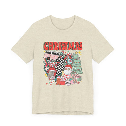 Checkered Retro Christmas Short Sleeve Tee