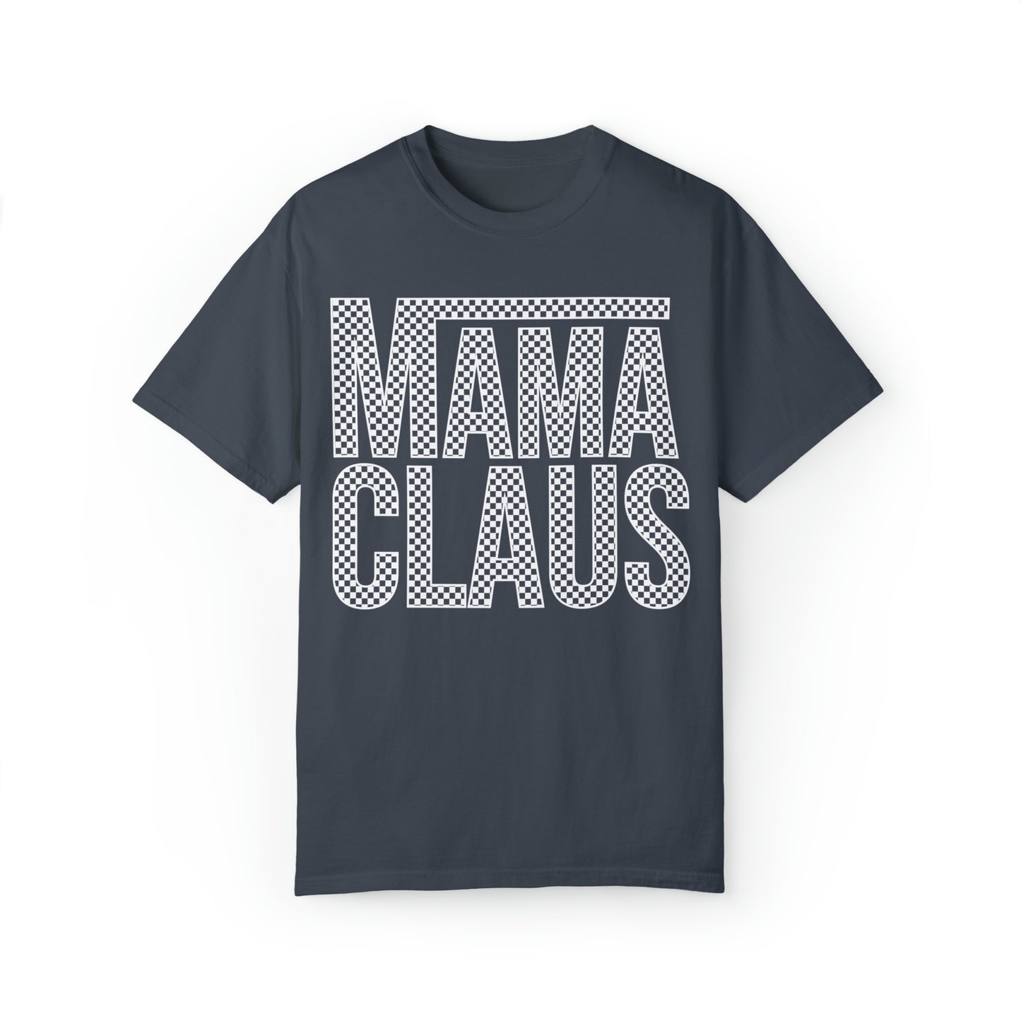 Checkered Mama Claus Unisex Garment-Dyed T-shirt