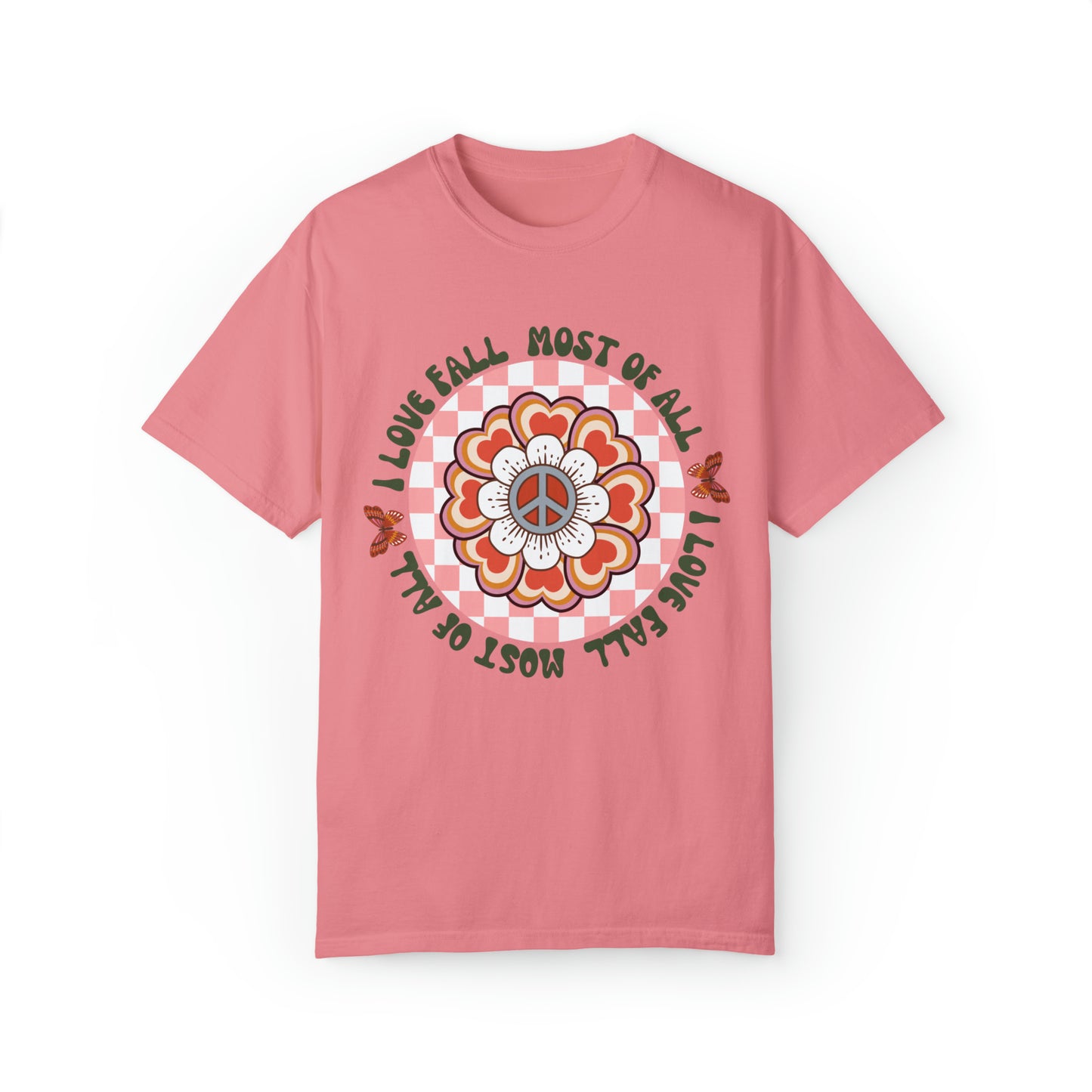 I Love Fall Most of All Peace Comfort Colors Short Sleeve Tee