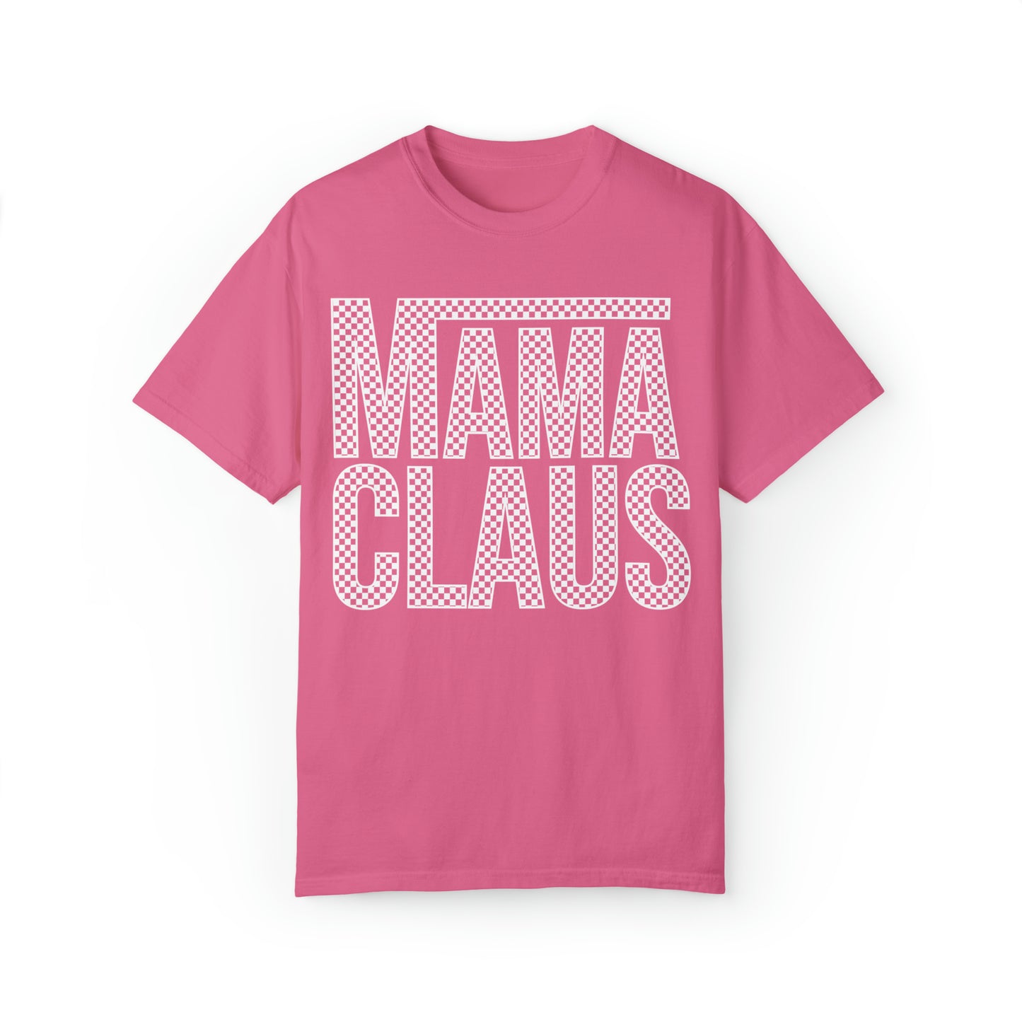 Checkered Mama Claus Unisex Garment-Dyed T-shirt