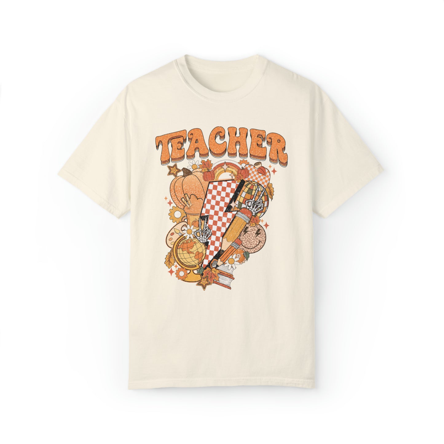 Fall Retro Teacher Comfort Colors Short Sleeve Tee