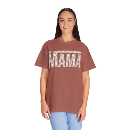 Tan Checkered Mama Unisex Garment-Dyed T-shirt